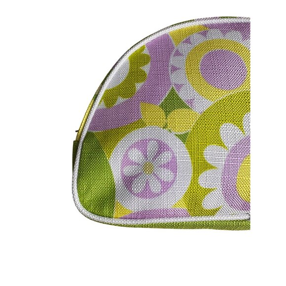 Clinique Floral Cosmetic Bag With Green & Purple Retro Print - Picture 3 of 16